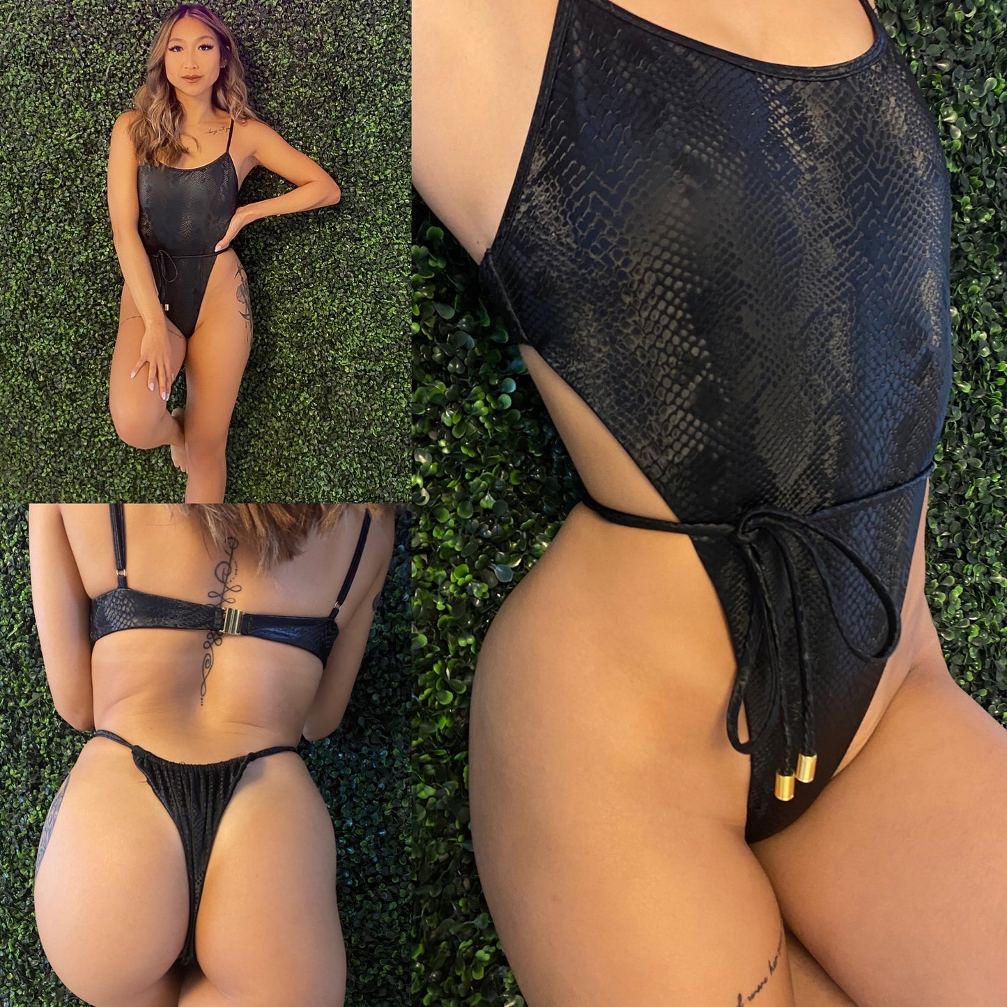 Black Snake Leather Juicy One Piece