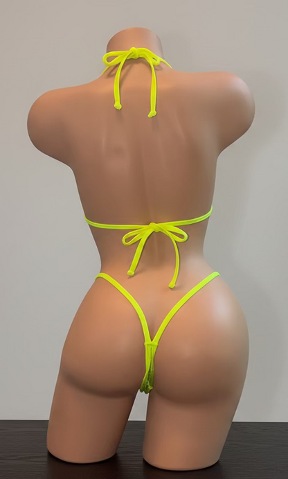 Yellow Glitter Micro Top Bikini Set