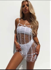 BEADED CROCHET COVER UP DRESS